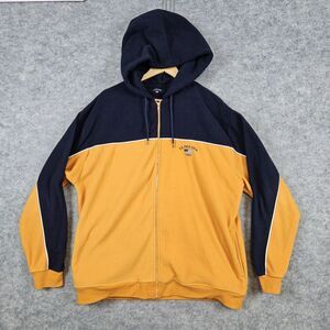 US‎ Polo Assn Men's Fleece Hooded Jacket Size L Blue & Yellow Full Zip Polyester